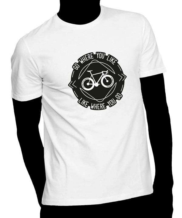 T-shirt RAR blanc avec dessin de vélo sur la poitrine